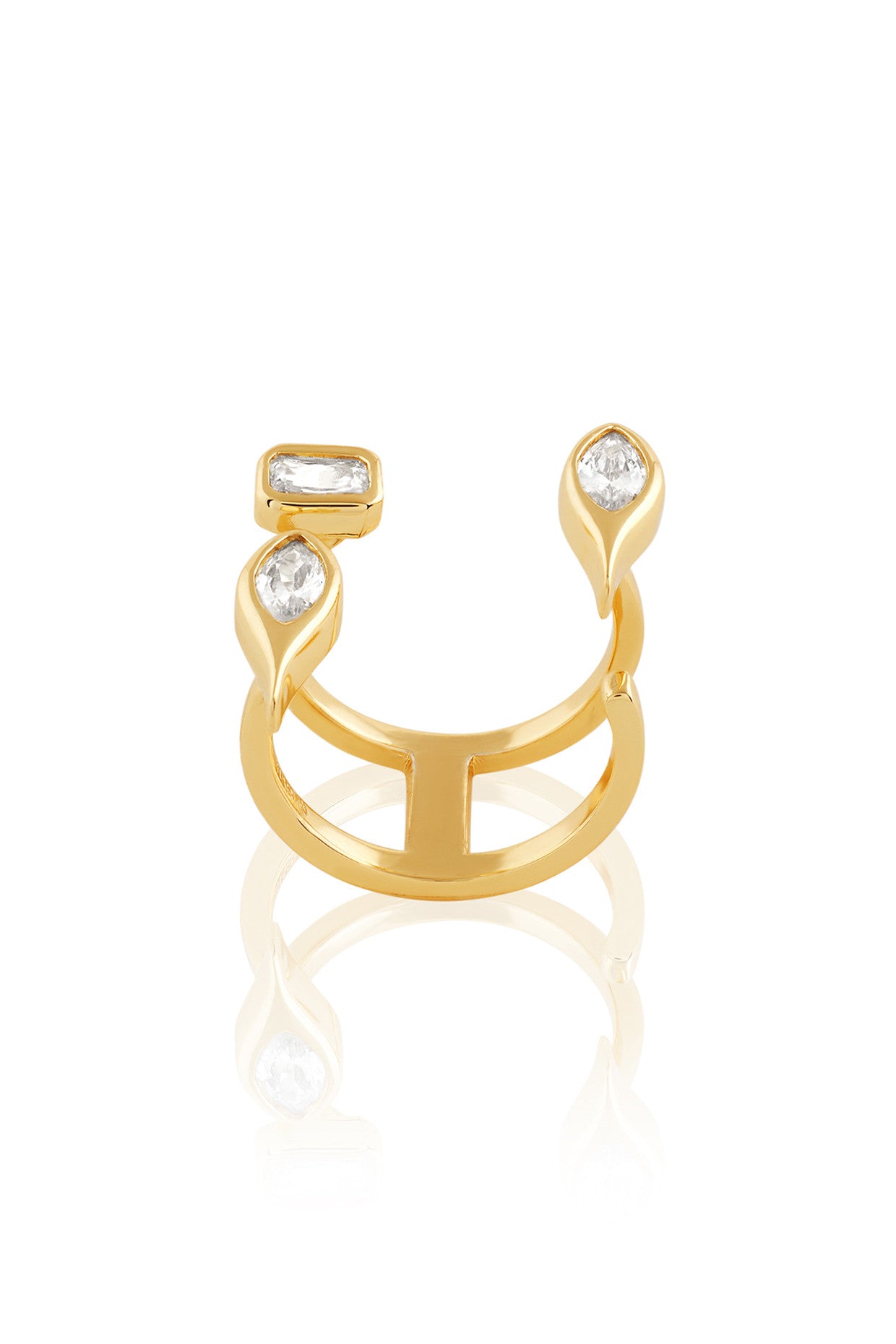 18Kt Gold Plated Tenniscore Front Open Ring