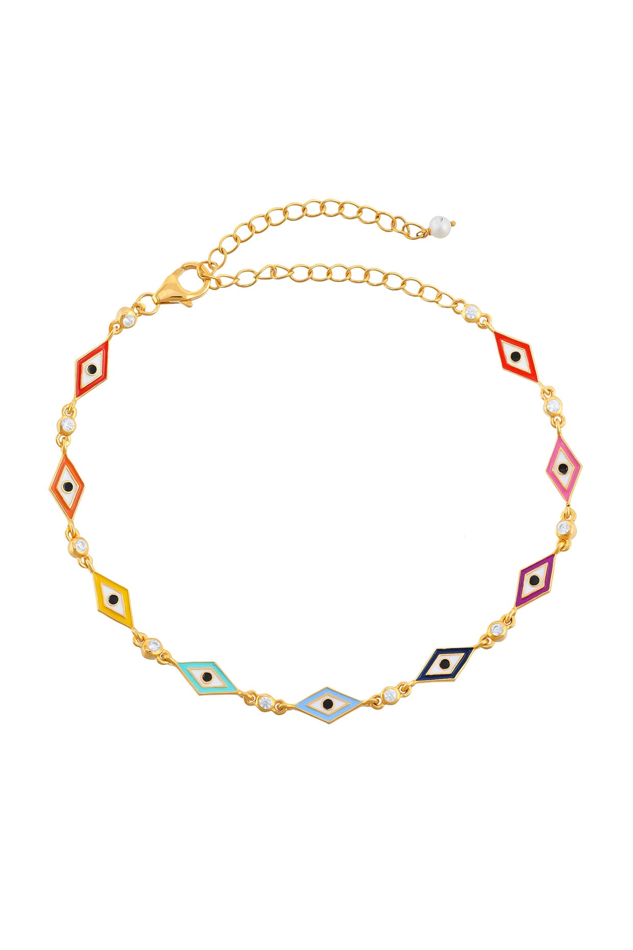Rainbow Reversible Lotus Evil Eye Anklet