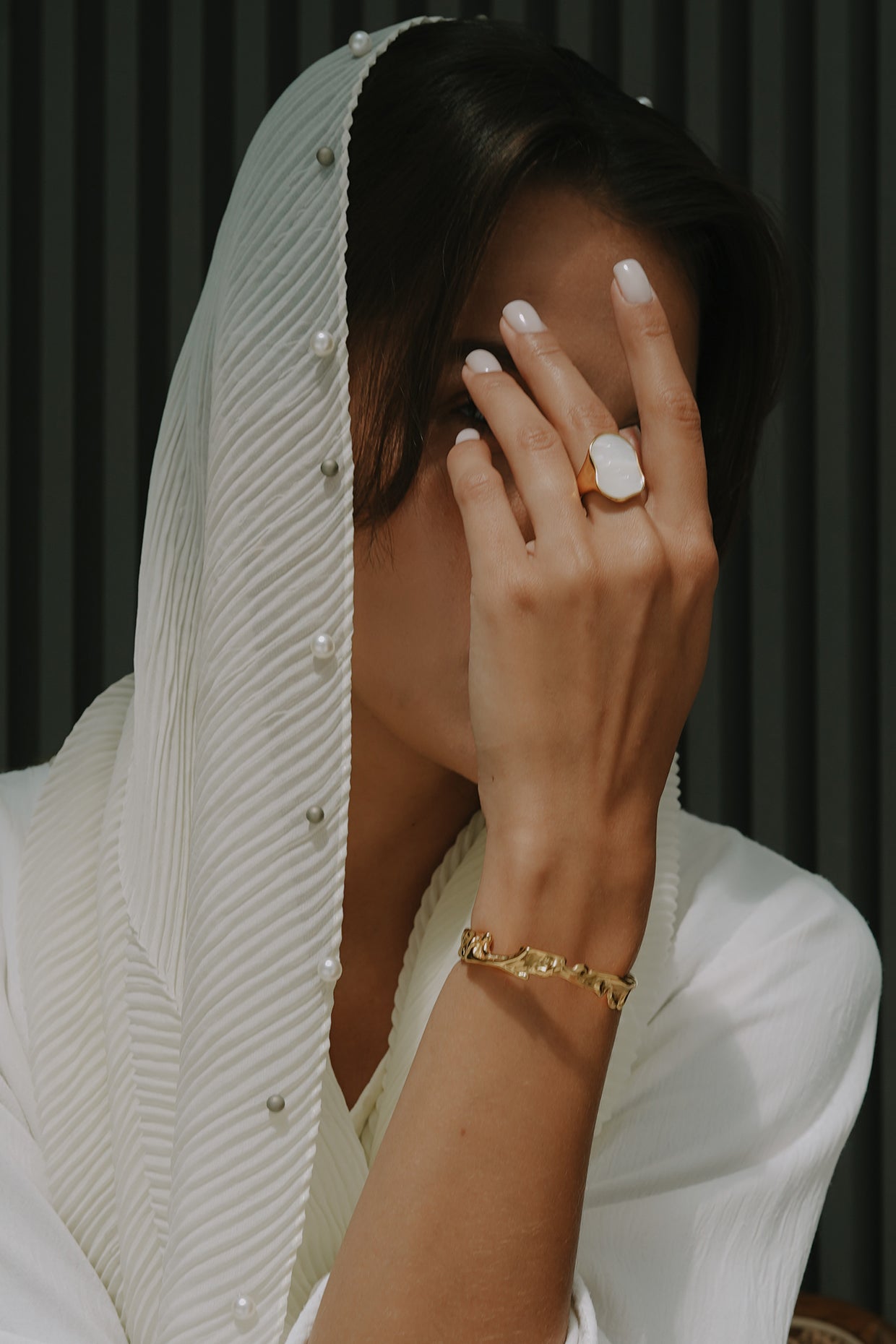 18kt Gold Plated White Ring