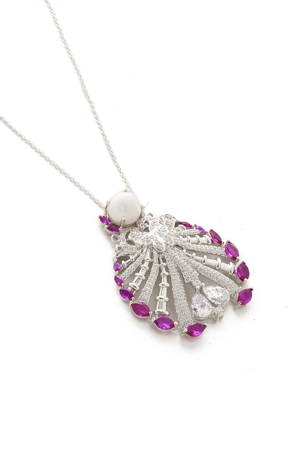 Red Alexandra Pendant in Sterling Silver
