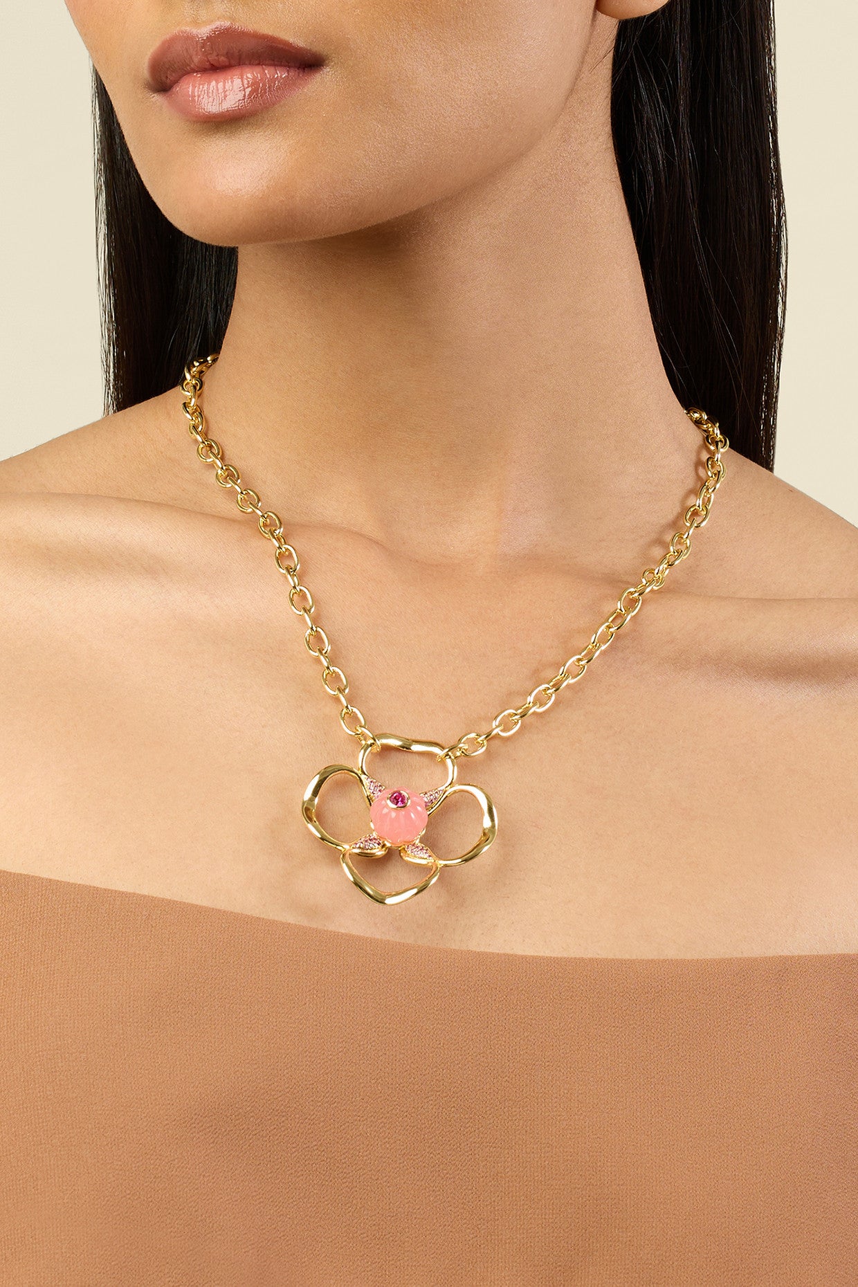 Rosé Glow Pendant Necklace 18Kt Gold Plated