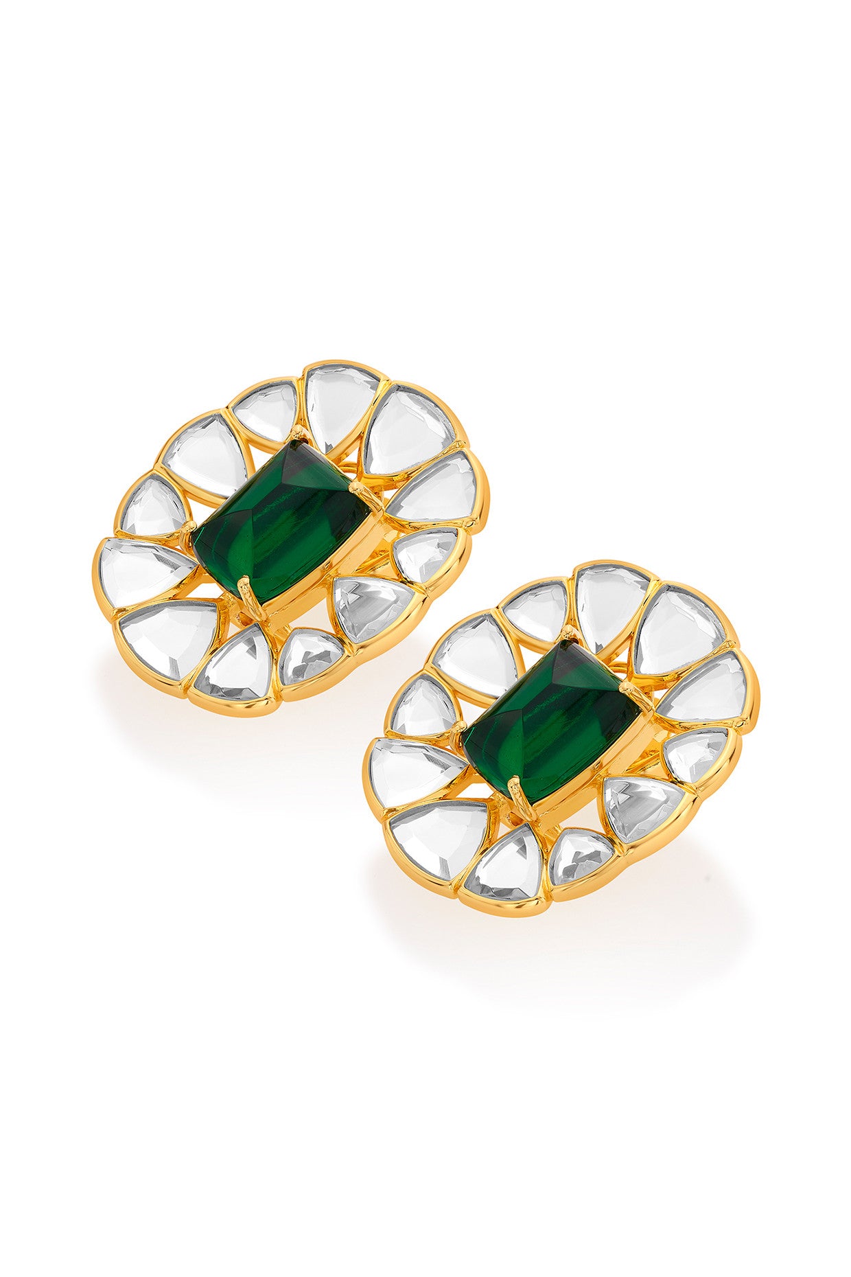 Ruhaniyat Mirror & Hydro Emerald Studs
