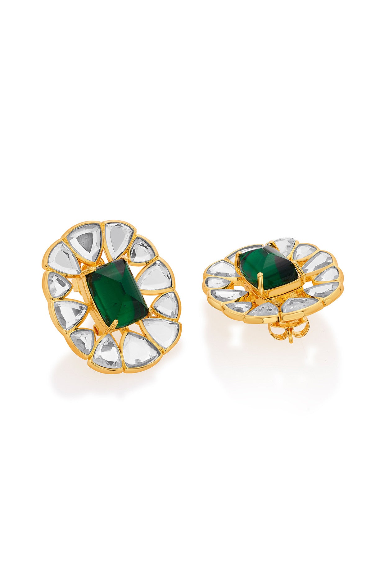 Ruhaniyat Mirror & Hydro Emerald Studs
