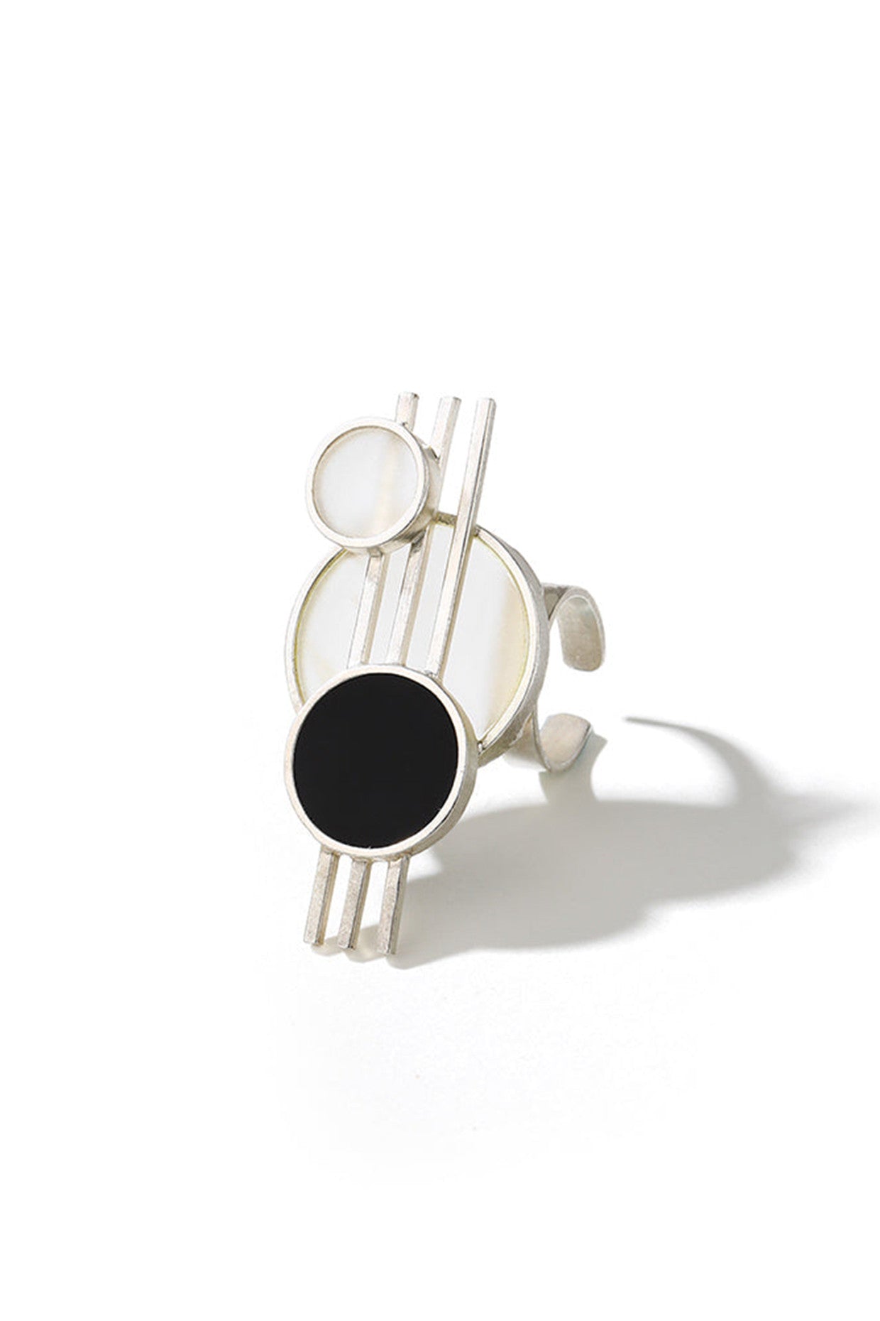 Silver Toned Acrylic & Perspex Circles Cocktail Ring