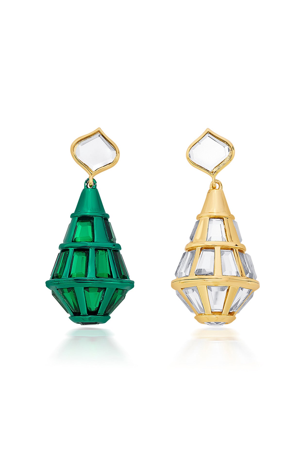 Sultana Green Mirror Drop Earrings