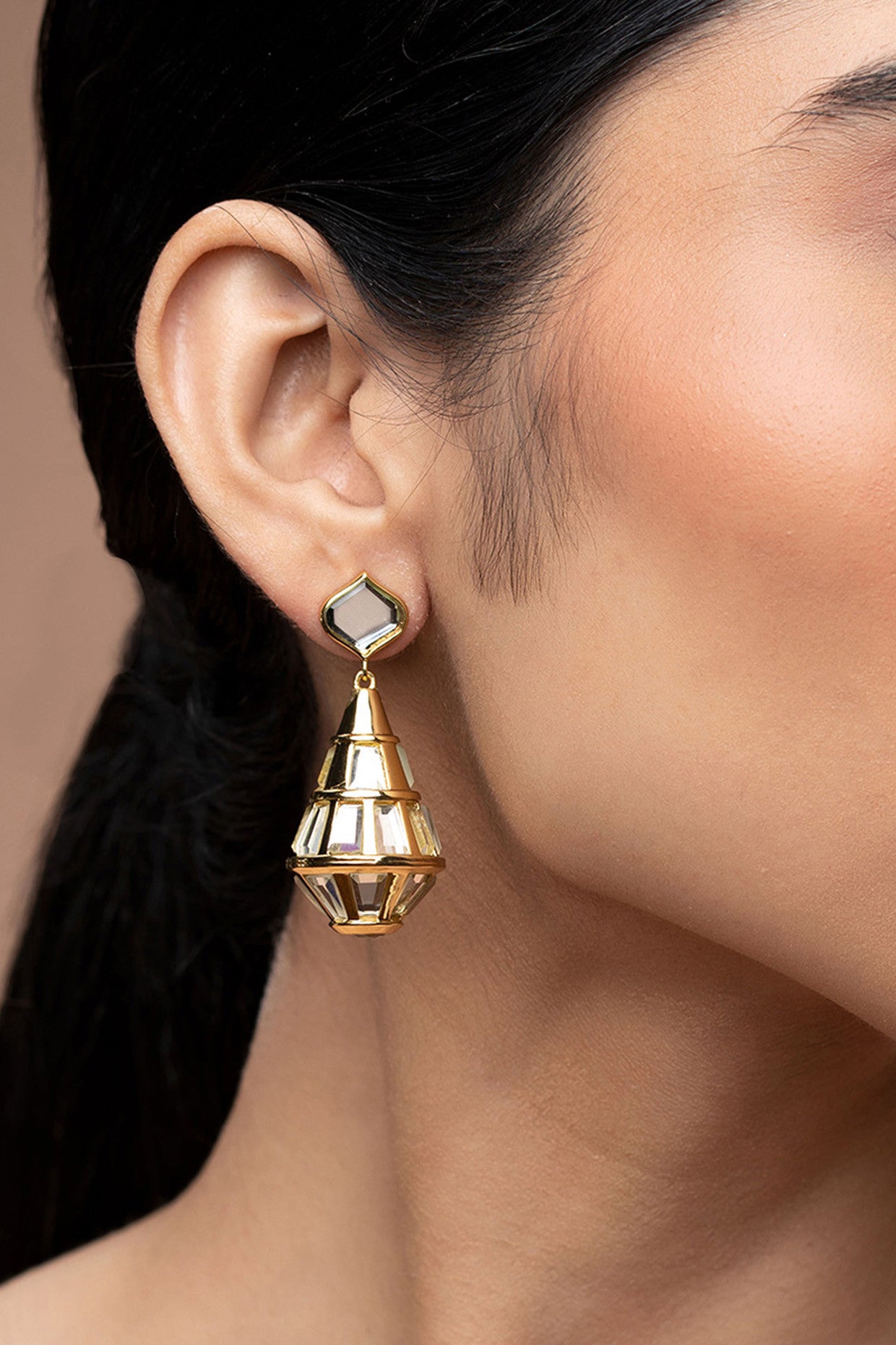 Sultana Green Mirror Drop Earrings
