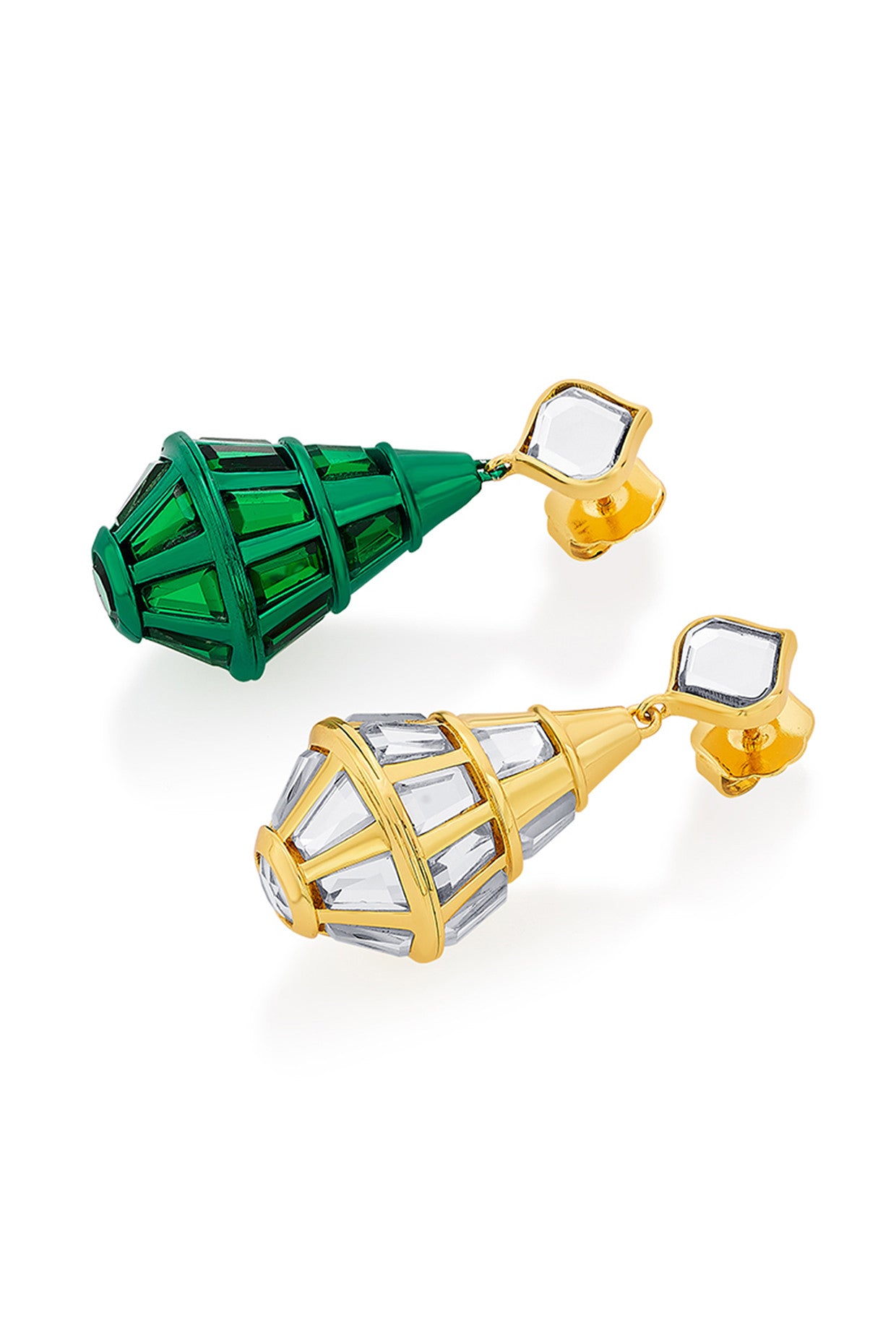 Sultana Green Mirror Drop Earrings