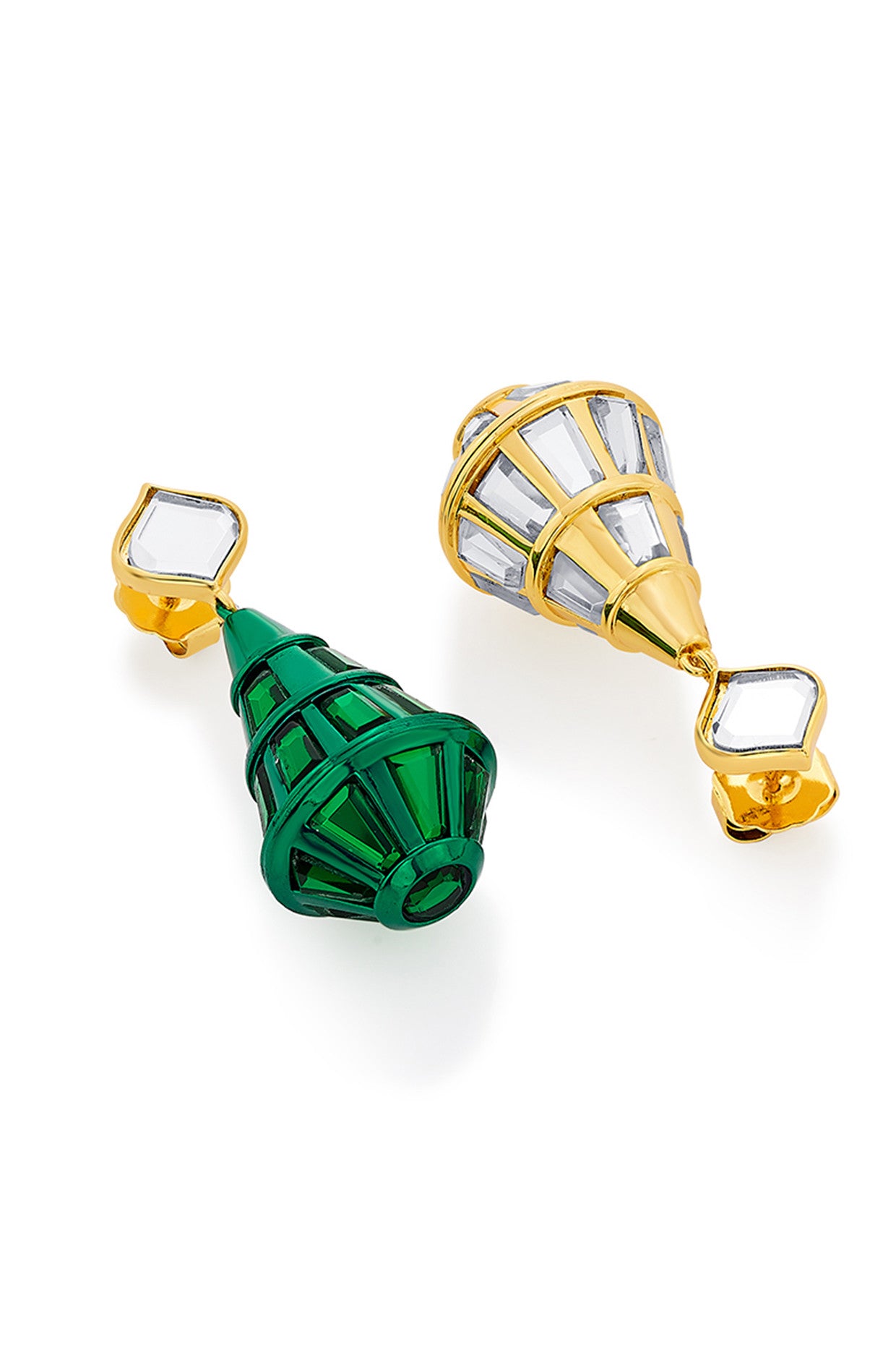 Sultana Green Mirror Drop Earrings