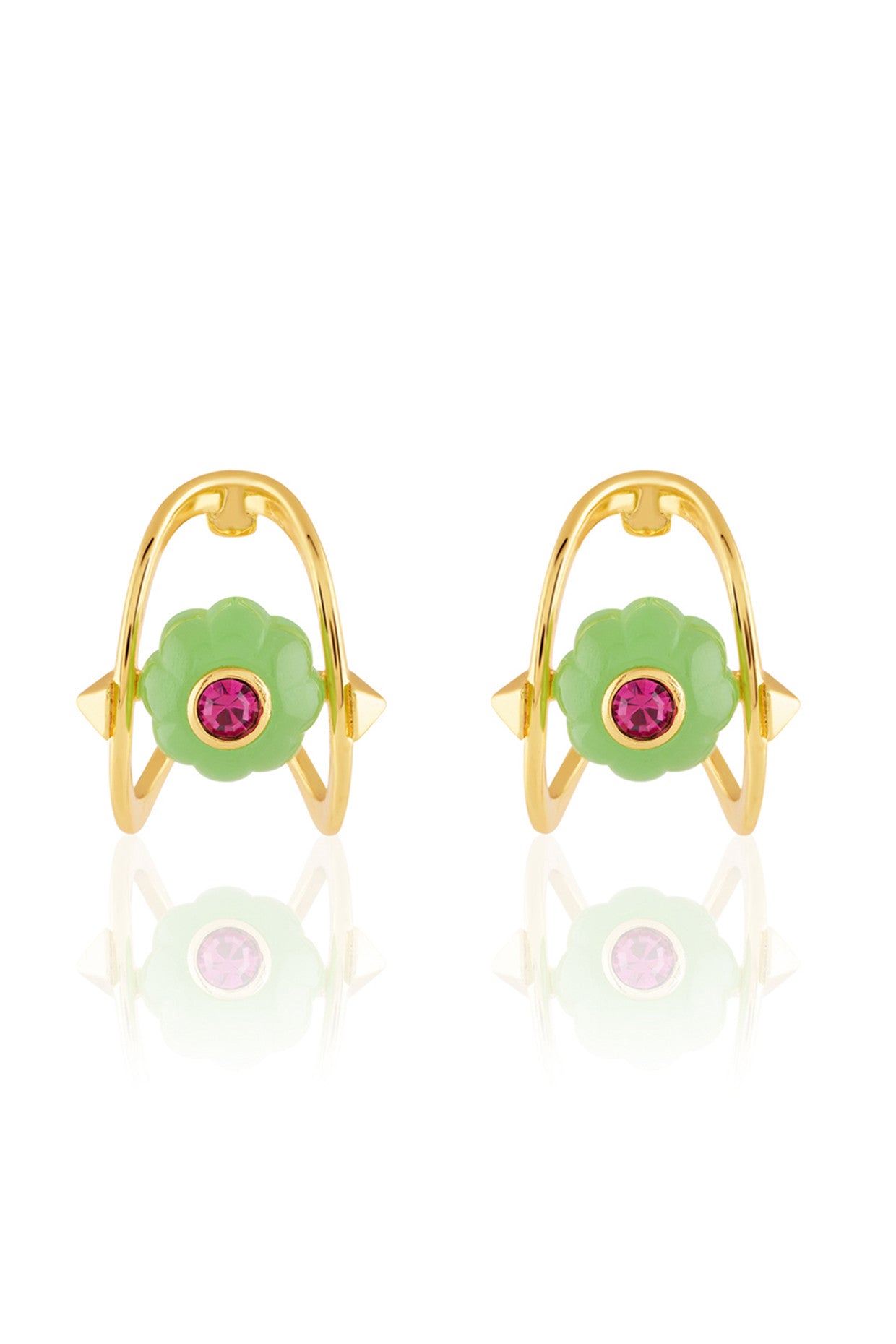 Verdant Charm Huggie Hoops 18Kt Gold Plated