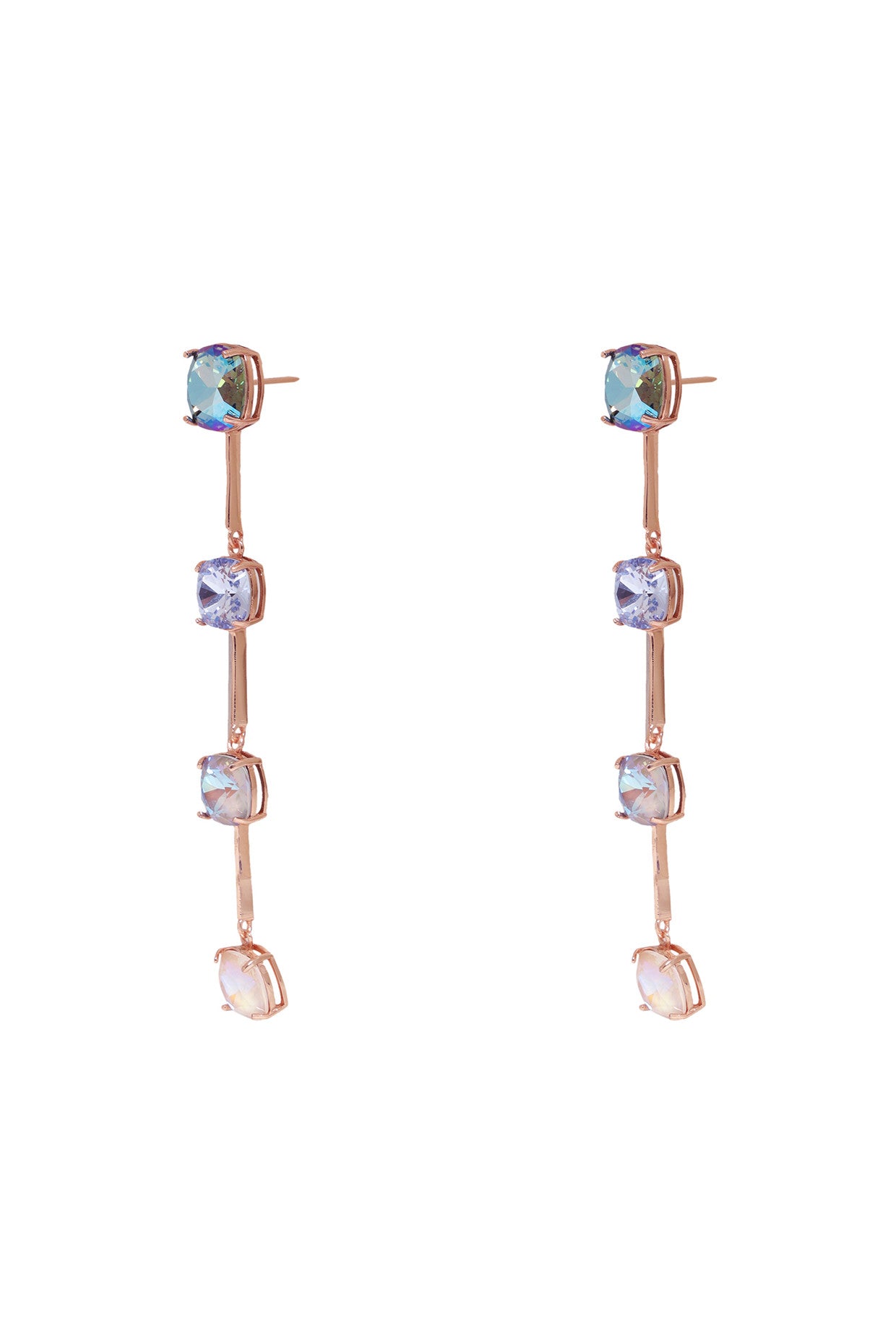 Water Bubbles - Long zip swarovski earrings
